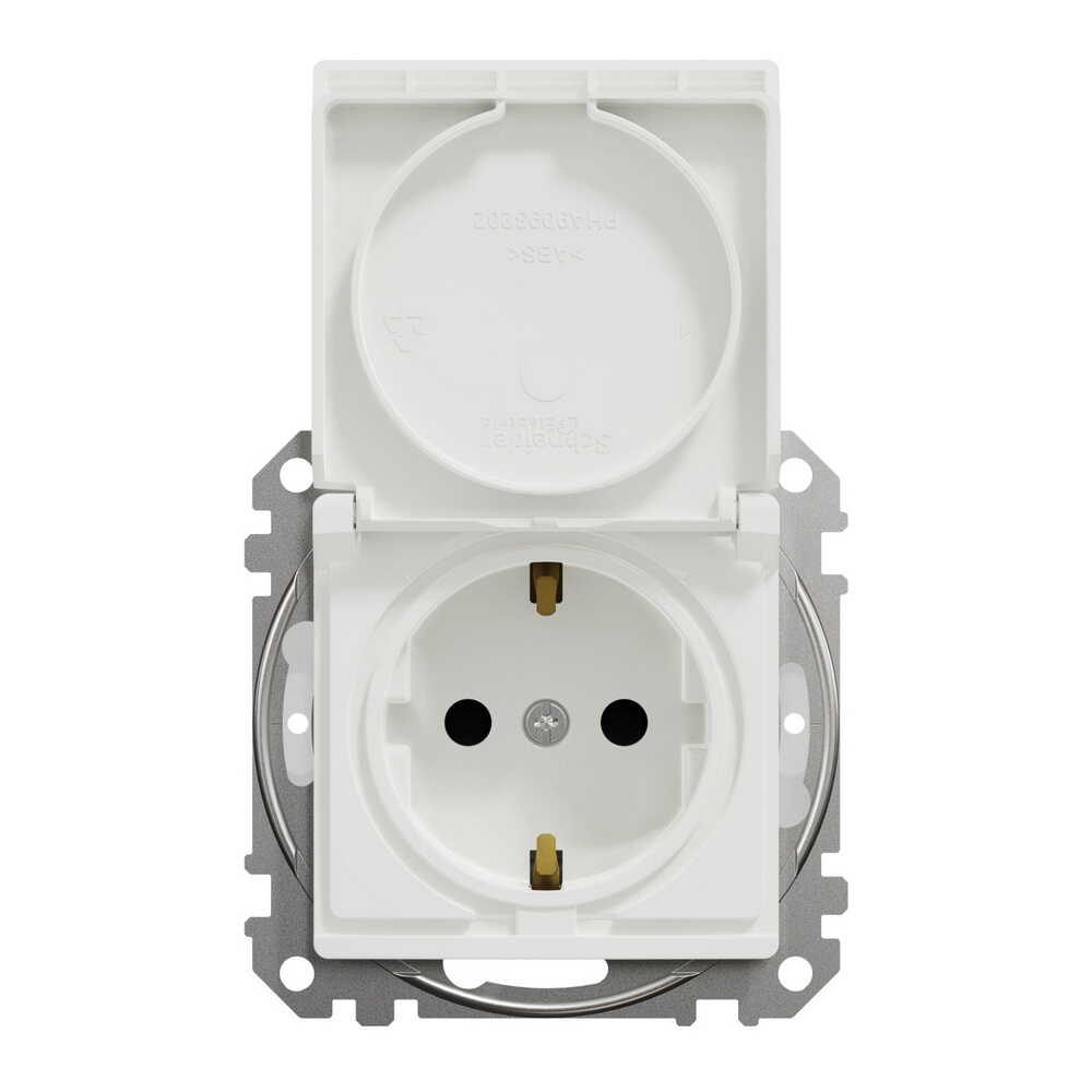 Розетка Schneider Sedna Design біла 1-на з заземленням з шторками з кришкою IP44 ( SDD211024 )